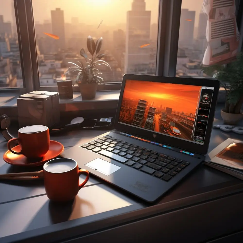 view 3d laptop device with screen keyboard